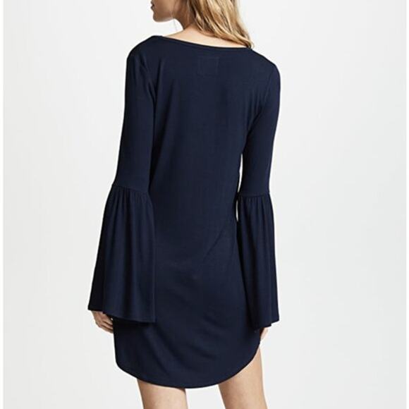 Chaser Cool Jersey Knit Bell Sleeve Scoop Neck Dress Navy Blue Small - Picture 1 of 8
